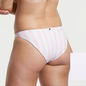 Victoria's Secret Swim Essential bikini bottom signature pink white stripe M